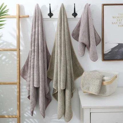 Supreme Comfort Striped Bamboo Coral Fleece Towel Set - Perfect for Bathing and Beaching