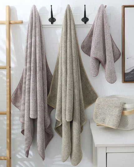 Supreme Comfort Striped Bamboo Coral Fleece Towel Set - Perfect for Bathing and Beaching