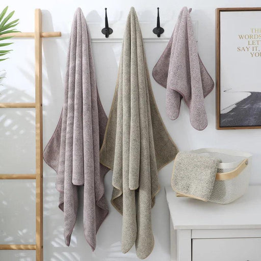 Supreme Comfort Striped Bamboo Coral Fleece Towel Set - Perfect for Bathing and Beaching