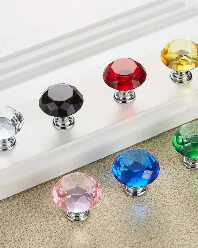 Elegant 30mm Diamond Crystal Glass Cabinet and Drawer Knobs for a Glamorous Touch