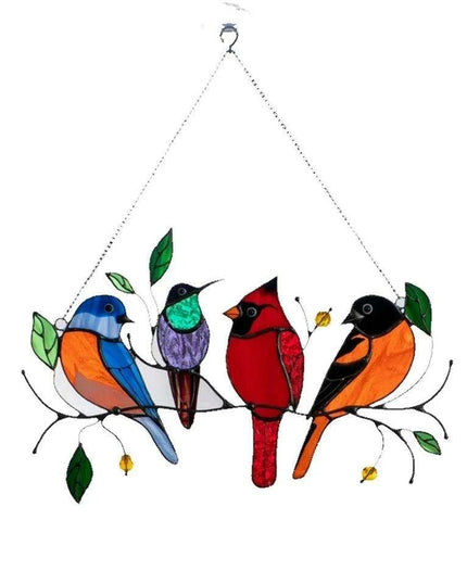 Whimsical Stained Glass Bird Window Panels - Enchanting Decor for Kids' Rooms and Radiant Sunlight Effects