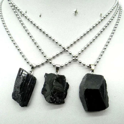 Black Tourmaline Unisex Slide Pendant - Chic Charm & Mood Tracker