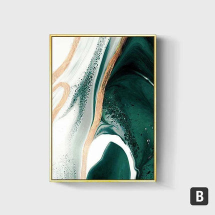 Sophisticated Green and Gold Foil Abstract Canvas Artwork for Chic Home Interiors
