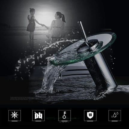 Colorful Glass Waterfall Faucet – Chrome Single Lever Mixer Ta