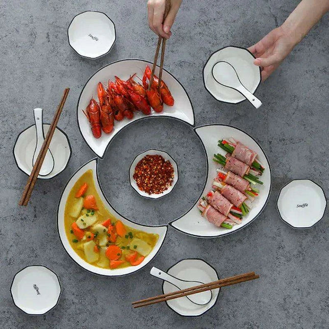 Celestial Blossom Ceramic Plate Collection - Artistic Dining & Snacking Essentials