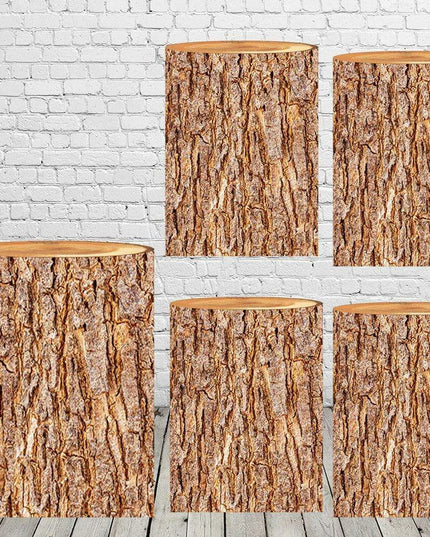 Customizable Wood Bark Elastic Fabric Cylinder Covers for Stunning Dessert Table Decor