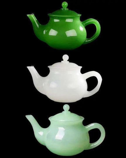 Turquoise-Embellished Afghan Jade Teapot Set for Elegant Tea Ceremonies