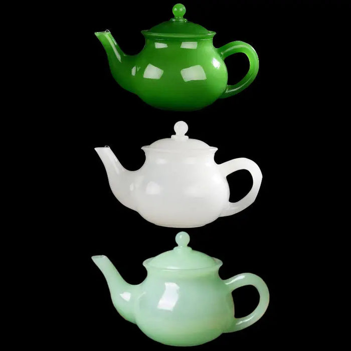 Xiuyu Turquoise-Accented Afghan Jade Chinese Teapot Set