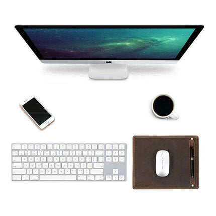 Luxurious Nubuck Leather Mouse Pad with Convenient Pen Holder for an Upscale Office