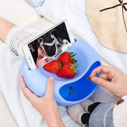Snack & Stream Plate with Dual Compartments and Phone Dock - Your Perfect Snacking Partner