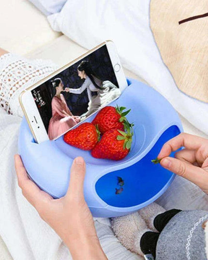Snack & Stream Plate with Dual Compartments and Phone Dock - Your Perfect Snacking Partner