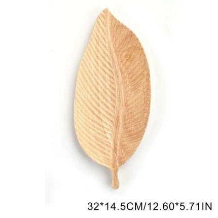 Elegant Leaf-Shaped Walnut Rubber Wood Serving Trays for Luxurious Dining