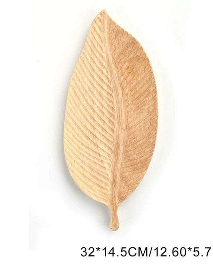 Elegant Leaf-Shaped Walnut Rubber Wood Serving Trays for Luxurious Dining