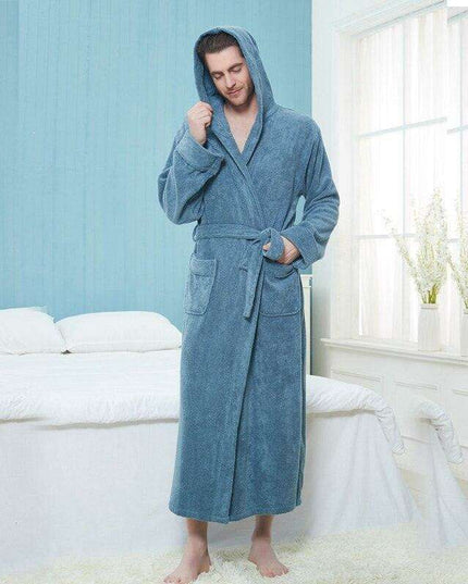 Cozy Elegance Unisex Cotton Hooded Kimono Robe for Winter
