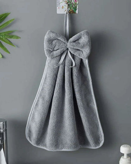 Elegant Bowknot Coral Velvet Hand Towels - Chic and Functional Home Essentials