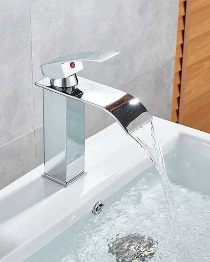 Modern Black Waterfall Faucet with Chrome Accents for Stylish Bathrooms