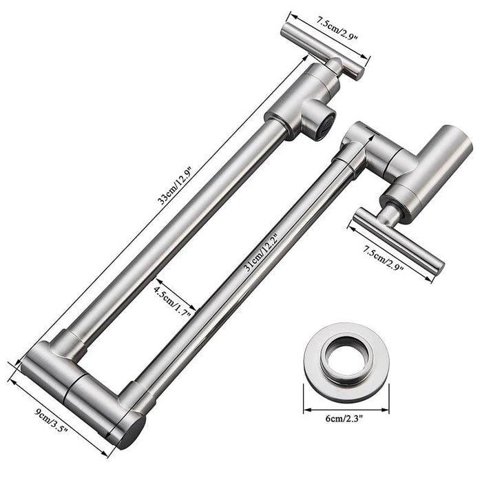 Brass Pot Filler Faucet with Flexible Swing Arm and Dual Joint Spout - Elevate Your Cooking Experience