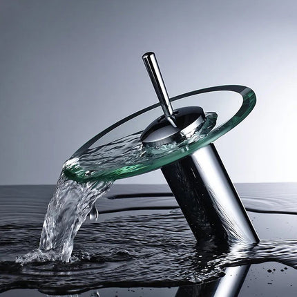 Colorful Glass Waterfall Faucet – Chrome Single Lever Mixer Ta