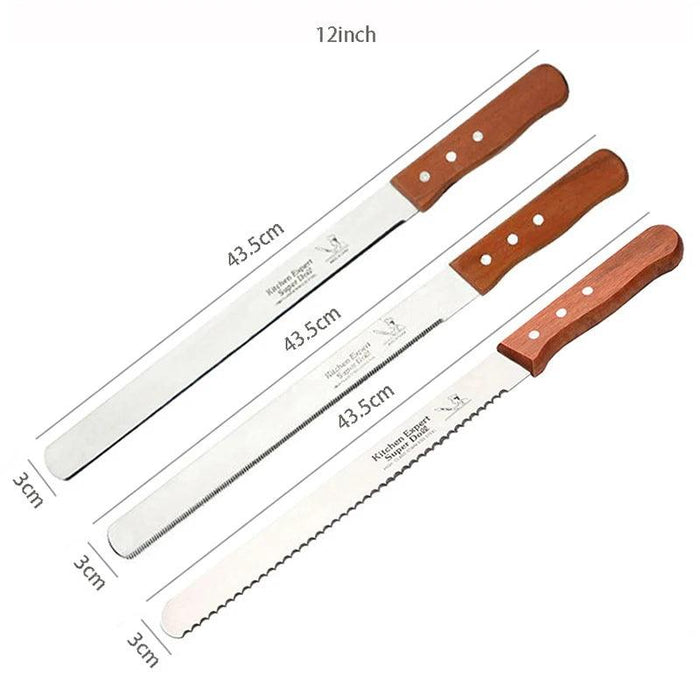 Artisan Touch: Elegant Bread Knife Set with Luxurious Wood Handles