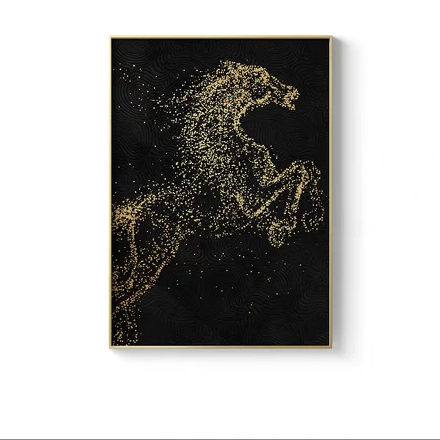 Golden Stallion Art Canvas Print: Personalized Home Decor for Sophisticated Interiors