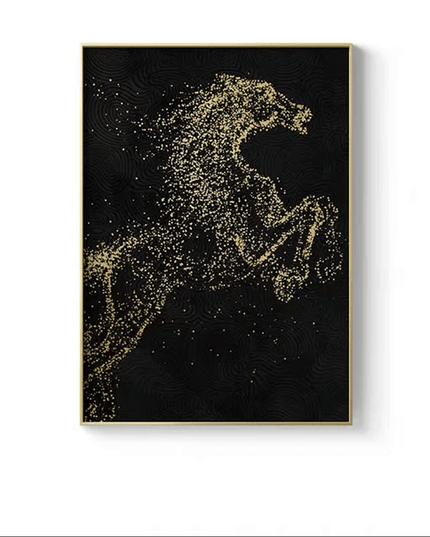 Equestrian Gold: Customizable Urban Abstract Canvas Artwork for Home and Office Decor
