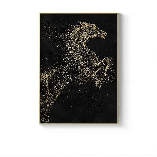 Golden Equestrian Abstract Canvas Art for Urban Home & Office Design