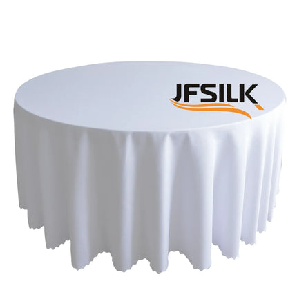 Polyester White Round Wedding Tablecloth 120 Inch