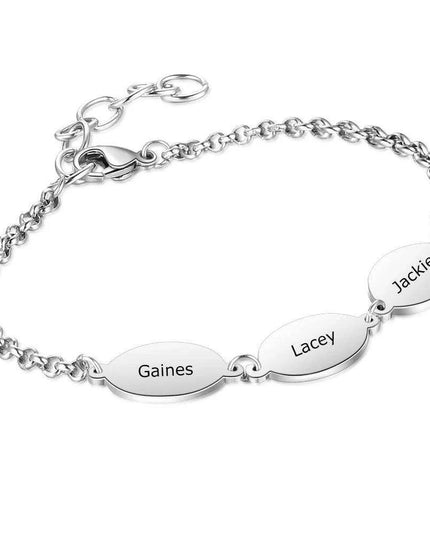 Personalized Engraved Oval Link Bracelets for Couples - Add 2 to 4 Names - Ideal Gift for Friends and Mothers