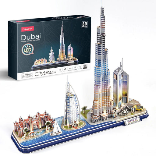 Illuminated Dubai Skyline 3D Puzzle Kit - Experience the Magic of the City