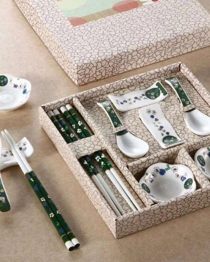 Majestic Dragon-Themed Handcrafted Ceramic Tableware Set with Sustainable Chopsticks