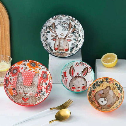 Whimsical Woodland Creatures Ceramic Dining Set for Enchanting Meals