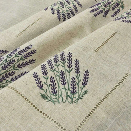 Lavender Provence Elegant Linen-Blend Table Cover for Sophisticated Dining