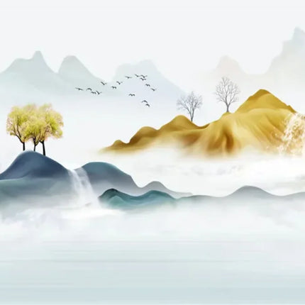 3D Forest Mountain Landscape Wallpaper Mural — Custom Size, 16 Scenes, 7 Materials