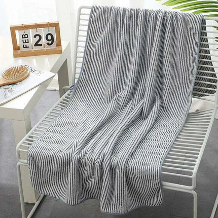Supreme Comfort Striped Bamboo Coral Fleece Towel Set - Perfect for Bathing and Beaching