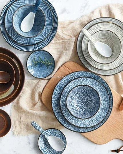 Elegant Japanese Ceramic Ramen and Soup Bowl Set