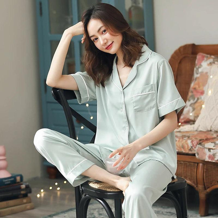 Pink Summer Lounge Set - Elegant 2PCS Sleepwear for Women