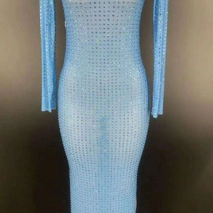 Radiant Elegance Rhinestone Evening Gown - Dazzling Party Wear