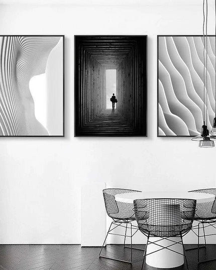 Sophisticated Nordic Monochrome Abstract Architectural Canvas - Exclusive Edition Charm