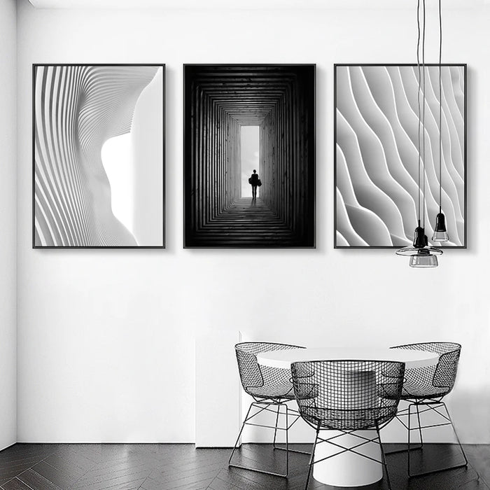 Exclusive Nordic Monochrome Abstract Art Canvas - Architectural Masterpiece