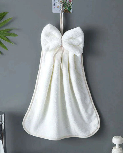 Elegant Bowknot Coral Velvet Hand Towels - Chic and Functional Home Essentials