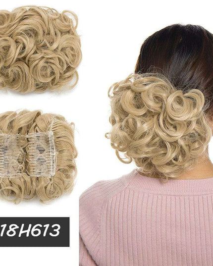 Elegant Ombre Curly Chignon Hairpiece with Comb - High Heat Resistant Women's Extension