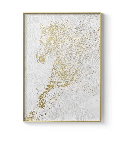 Regal Golden Stallion Canvas Artwork for Upscale Home Aesthetics