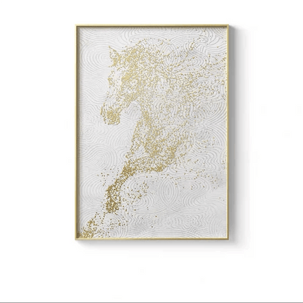 Equestrian Gold: Customizable Urban Abstract Canvas Artwork for Home and Office Decor