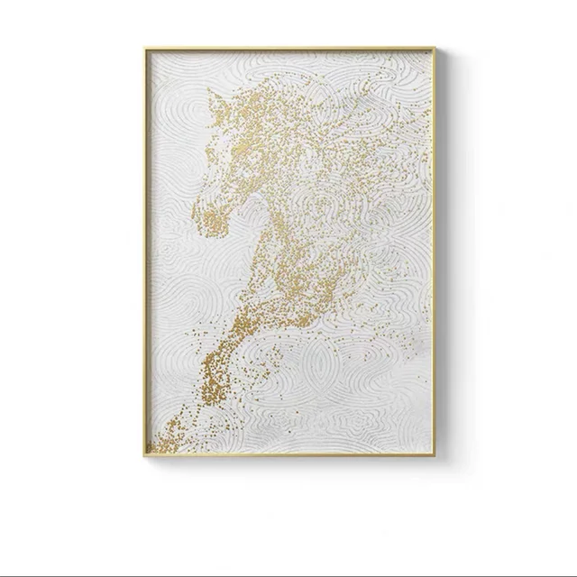 Golden Stallion Art Canvas: Customizable Decor for Elegant Spaces