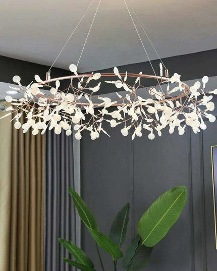 Nordic Firefly Chandelier: Customizable Rose Gold & Black Lighting Masterpiece