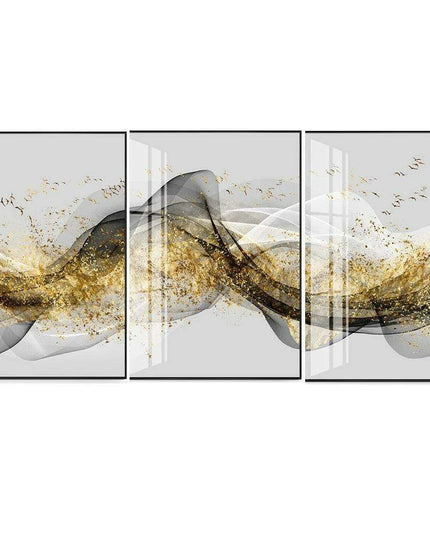 Opulent Golden Ribbon Landscape Canvas Art - Sophisticated Home Elegance