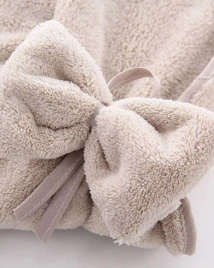 Elegant Bowknot Coral Velvet Hand Towels - Chic and Functional Home Essentials
