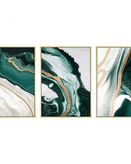 Sophisticated Green and Gold Foil Abstract Canvas Artwork for Chic Home Interiors