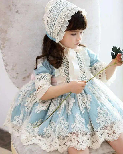 Charming 3-Piece Autumn Spanish Lolita Princess Lace Dress Set for Girls 12M-6T