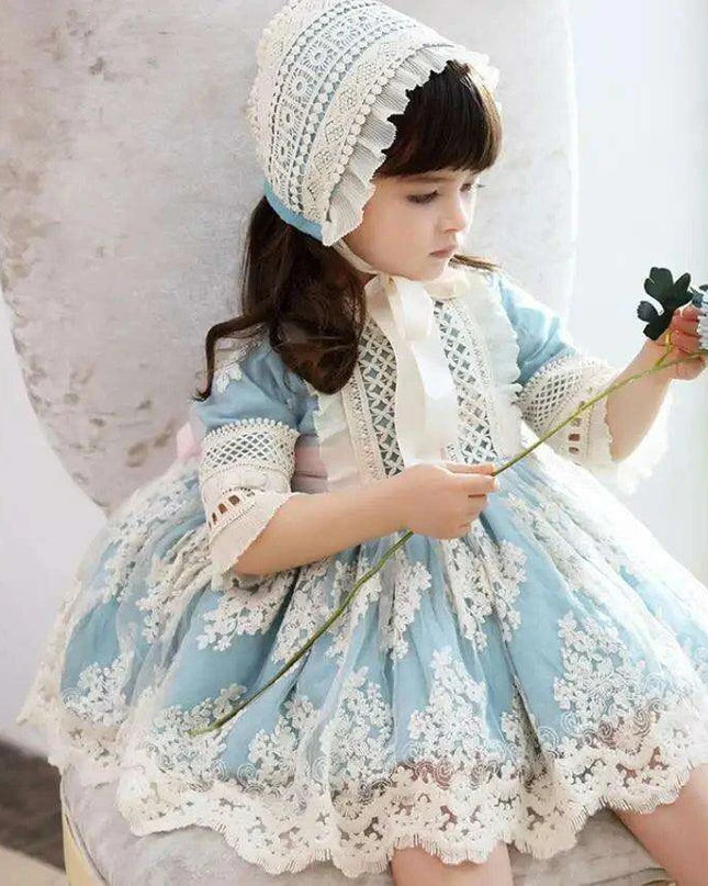 Charming 3-Piece Autumn Spanish Lolita Princess Lace Dress Set for Girls 12M-6T
